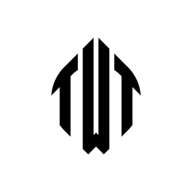 TWT diseño de logotipo de letras circulares con forma de círculo y elipse TWT letras elípticas con estilo tipográfico Las tres iniciales forman un logotipo de círculo TWT emblema de círculo Monograma abstracto letra marca vector