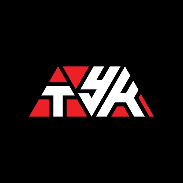 Vector tyk diseño de logotipo de letra triangular con forma de triángulo tyk diseños de logotipo triangular monograma tyk triángulo vector logotipo plantilla con color rojo tyk logotipo triangle simple elegante y lujoso logotipo tyk