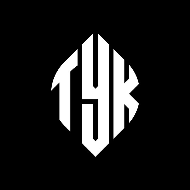 TYK diseño de logotipo de letras circulares con forma de círculo y elipse TYK letras elípticas con estilo tipográfico Las tres iniciales forman un logotipo de círculo TYK emblema de círculo Monograma abstracto letra marca vector
