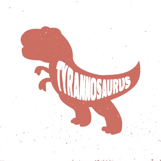 Vector tyrannosaurus rex colorido dinosaurio con letras y textura. ilustración vectorial