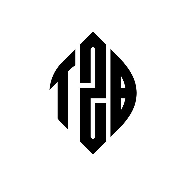 TZB diseño de logotipo de letras circulares con forma de círculo y elipse TZB letras elípticas con estilo tipográfico Las tres iniciales forman un logotipo de círculo TZB emblema de círculo Monograma abstracto letra marca vector
