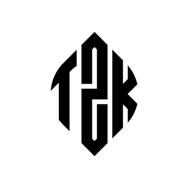 TZK diseño de logotipo de letras circulares con forma de círculo y elipse TZK letras elípticas con estilo tipográfico Las tres iniciales forman un logotipo de círculo TZK emblema de círculo Monograma abstracto letra marca vector