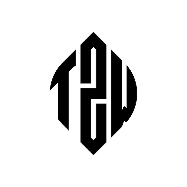 TZW diseño de logotipo de letras circulares con forma de círculo y elipse TZW letras elípticas con estilo tipográfico Las tres iniciales forman un logotipo de círculo TZW emblema de círculo Monograma abstracto letra marca vector