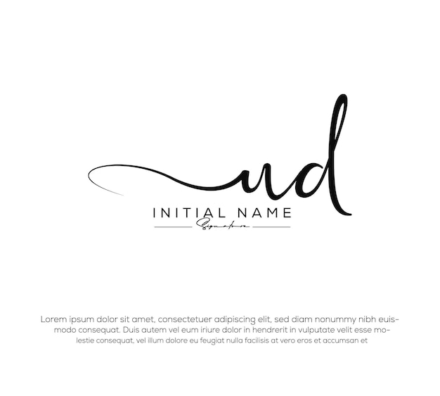 u d letra inicial escrita a mano y logotipo de la firma