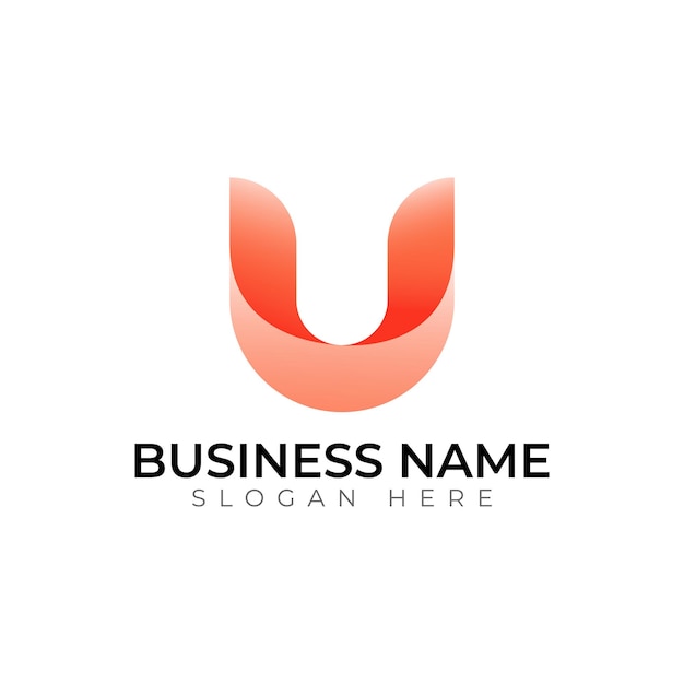 U gradiente 3d diseño de logotipo de letras vectoriales abstractas