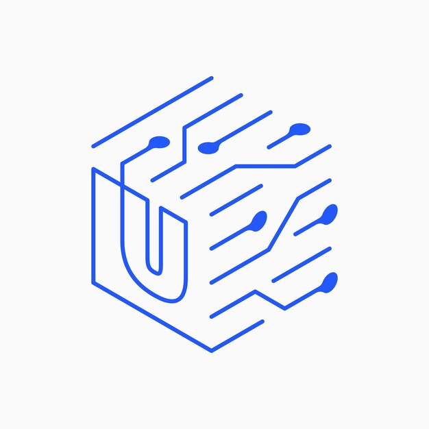 u letra Cube Tech Ilustración del icono vectorial del logotipo