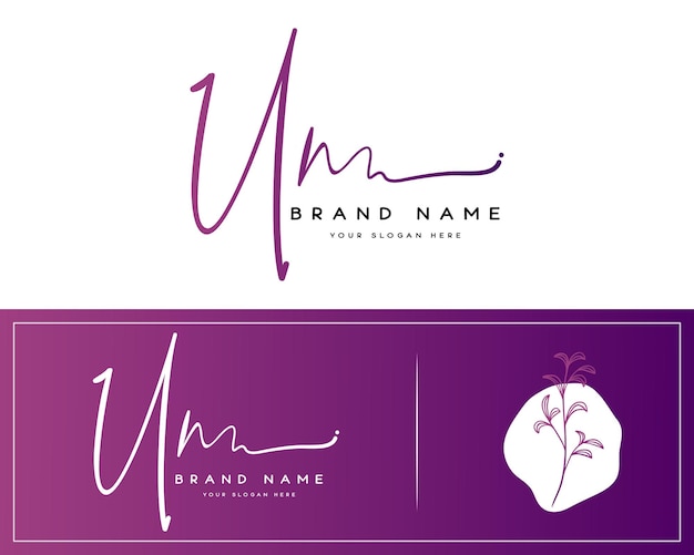 u n letra inicial escrita a mano y logotipo de la firma