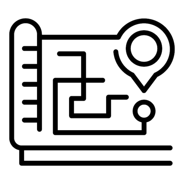 Ubicación de la calle icono de la tienda contorno vector mapa pin supermercado gps
