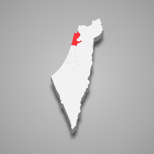 Ubicación del distrito de Haifa dentro de Israel Mapa isométrico en 3D