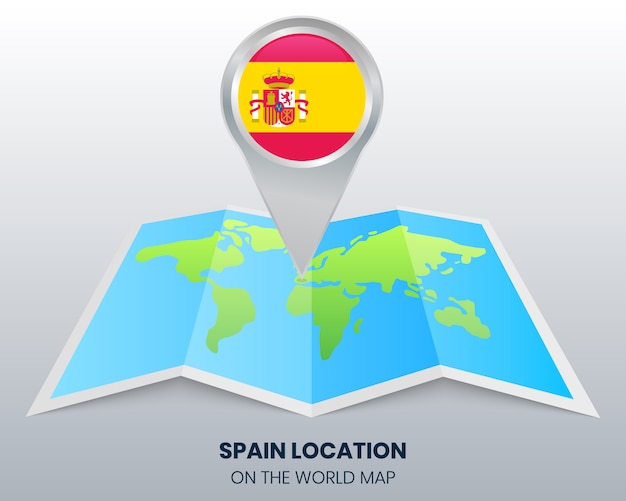 Vector ubicación de españa en el mapa mundial