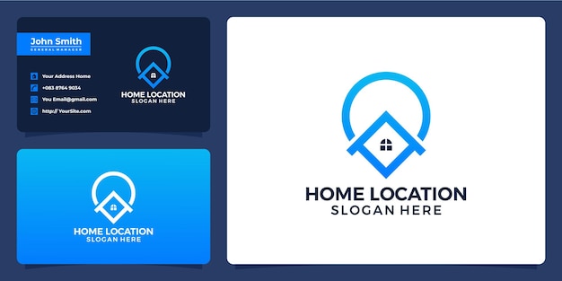 Ubicación del hogar diseño de logotipo lujoso y plantilla de tarjeta de visita