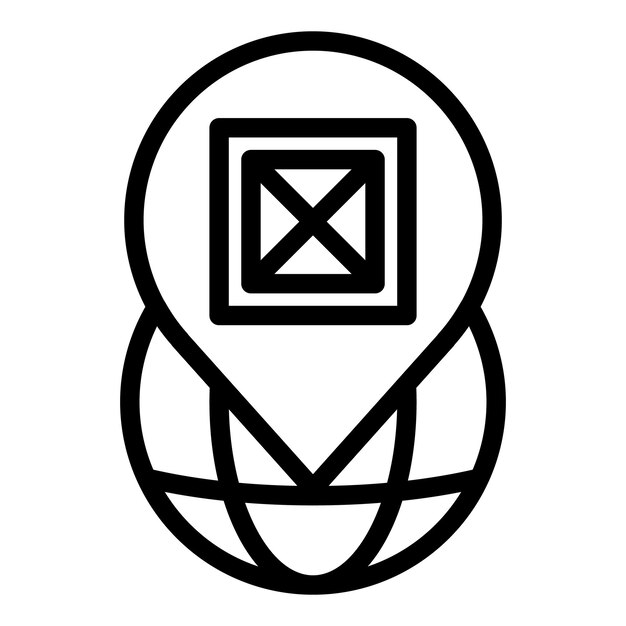 Ubicación icono de tráfico de carga vector de contorno Servicio de furgoneta Transporte de carga