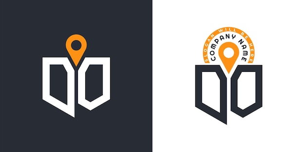 Ubicación Logo Bundle Carta DO Logo Iconos de doble vector para el reclutamiento y la navegación