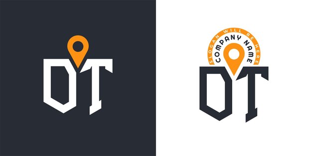 Ubicación Logo OT Bundle Carta OT Logo Iconos de doble vector para el reclutamiento y la navegación