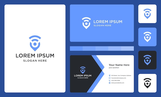 Ubicación y logotipo de conexión o señal. tarjeta de visita.