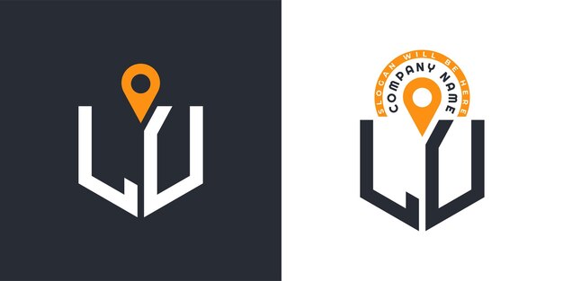Ubicación LU Logo Bundle letra LU Logo Iconos de doble vector para el reclutamiento y la navegación