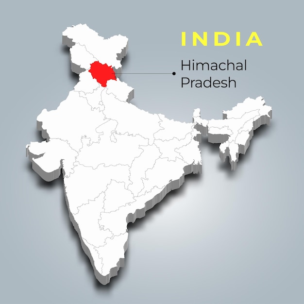 Vector ubicación del mapa de himachal pradesh en la india mapa isométrico 3d ilustración vectorial del mapa de himachal pradesh