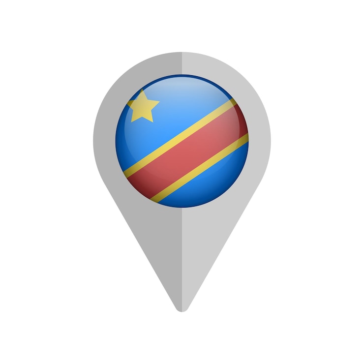 Vector la ubicación del mapa del icono del congo está aislada en una ilustración vectorial blanca