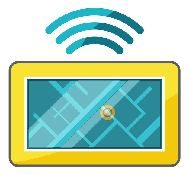 Vector ubicación del mapa en la pantalla de la tableta aplicación de navegación gps aislada sobre fondo blanco