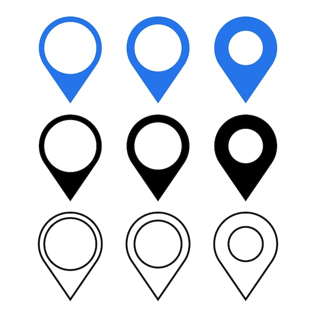 Ubicación Pin Estilo múltiple Conjunto Vectorart