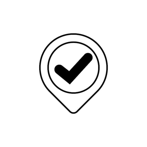 ubicación del pin con icono de marca de verificación