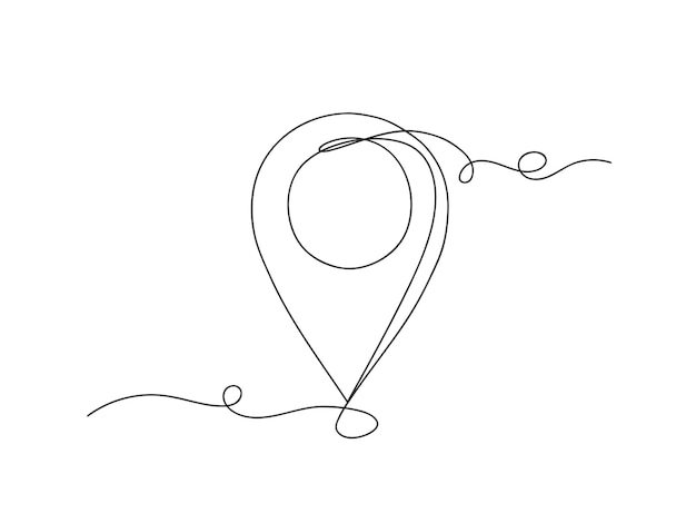 Ubicación del pin del mapa continua una línea de arte decoración ilustración vectorial