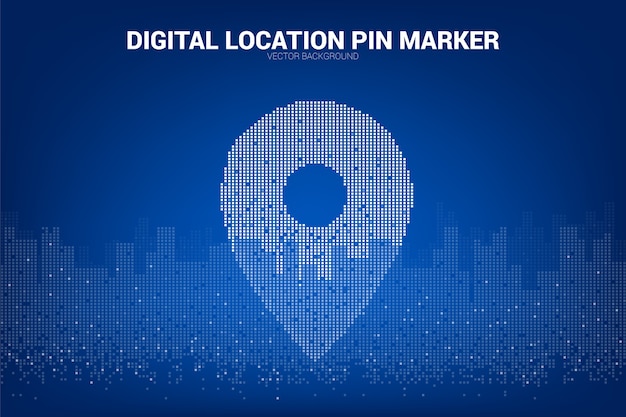 Ubicación pin marcador señalización estilo pixel.