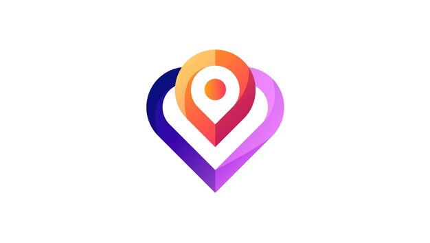 Ubicación del pin o ubicación del amor del corazón navegar por la plantilla de vector abstracto del logotipo