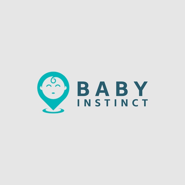 Vector ubicación del pin con plantilla de vector de logotipo de bebé