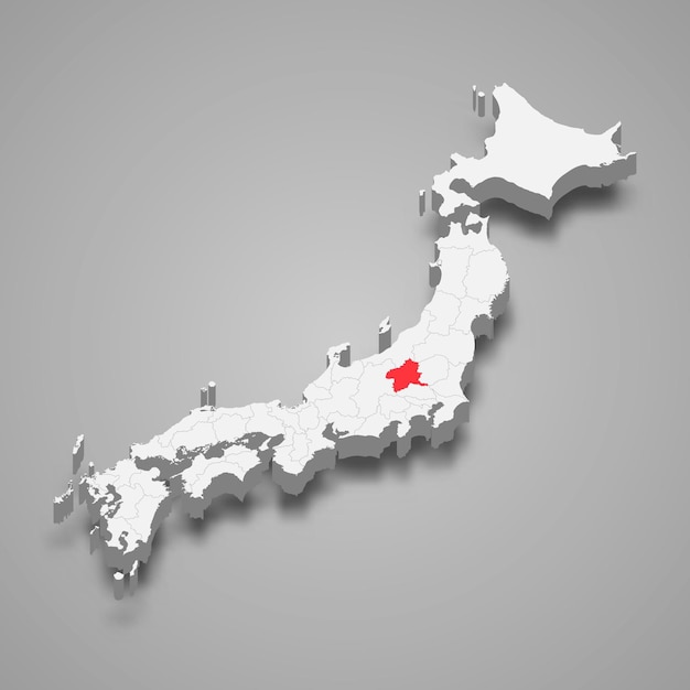 Ubicación de la región de gunma dentro del mapa 3d de japón