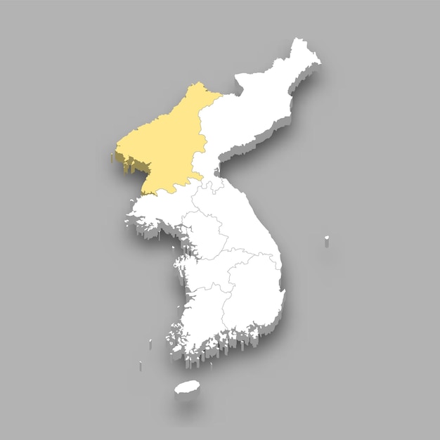Ubicación de la región histórica de Kwanso dentro del mapa de Corea