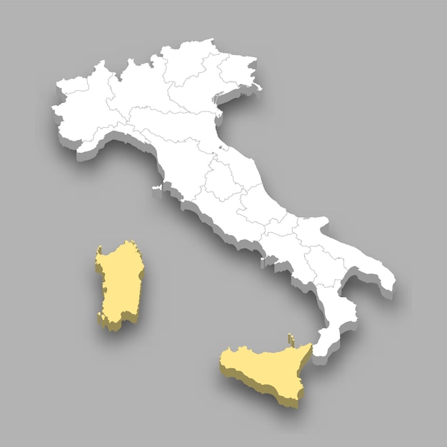 Vector ubicación de la región de las islas dentro del mapa de italia