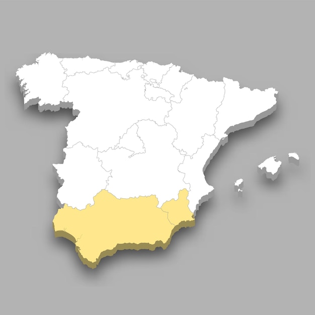 Ubicación de la región sur dentro del mapa de España