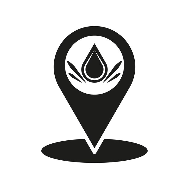 Ubicación y símbolo de caída Geodatos sobre una tormenta Lugar de icono de lluvia Ilustración vectorial EPS 10