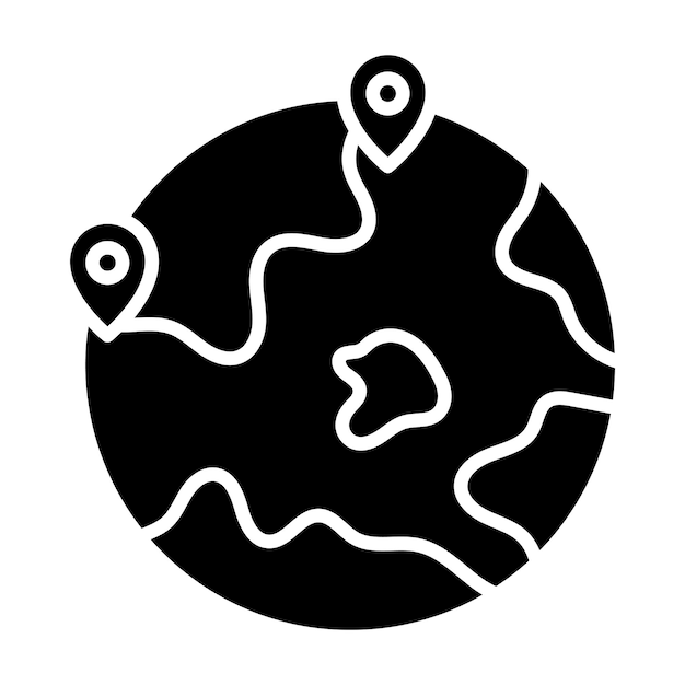 Ubicación en todo el mundo Glyph Ilustración negra sólida