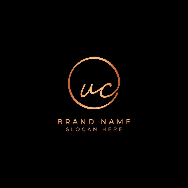 Vector uc logotipo de la firma con la letra inicial alfabeto uc en forma redonda