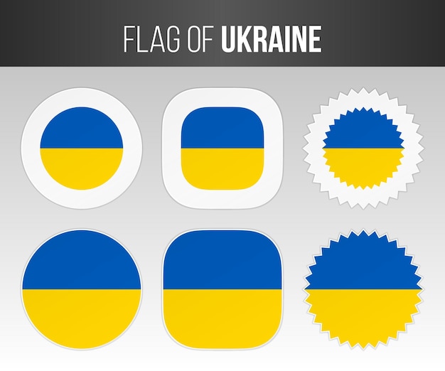 Ucrania bandera etiquetas insignias y pegatinas ilustración banderas de Ucrania aislado en blanco