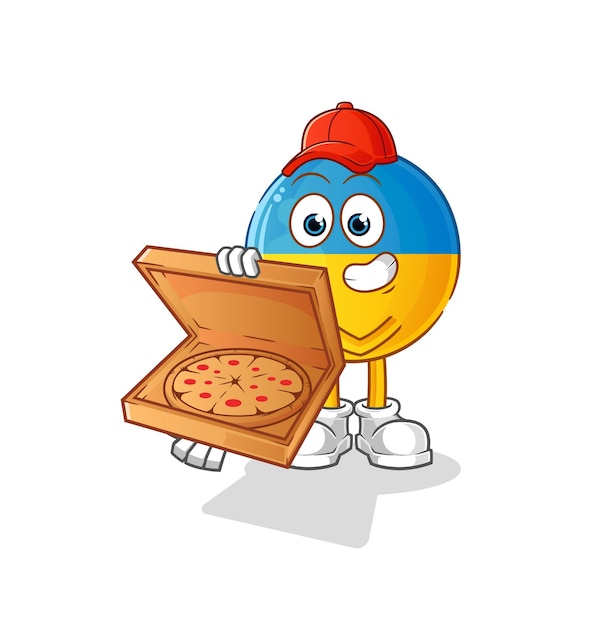 Ucrania bandera pizza repartidor vector personaje de dibujos animados