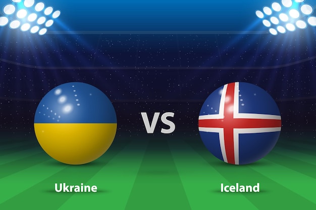 Vector ucrania contra islandia en el torneo de fútbol de europa 2024