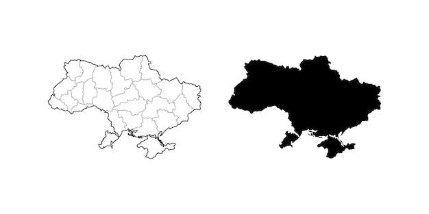 Ucrania mapa vector territorio político ucraniano silueta y contorno de forma nacional