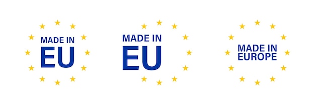 UE hecho en Europa Etiqueta calidad conjunto icono Vector aislado ilustración