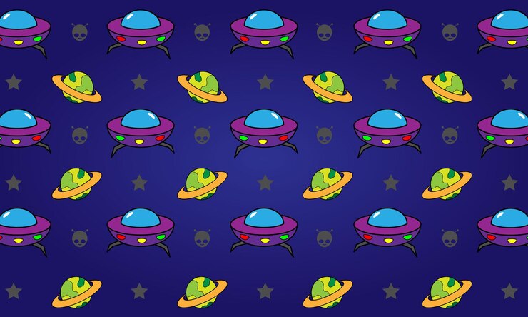 Vector ufo y saturno fondo adecuado para productos infantiles