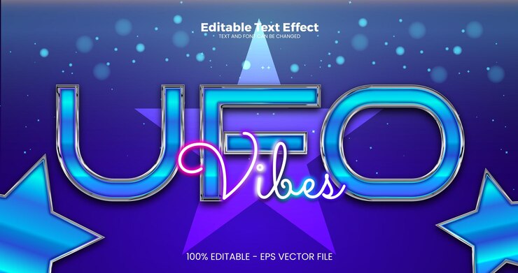 Vector ufo vibes efecto de texto editable en el estilo de la tendencia moderna