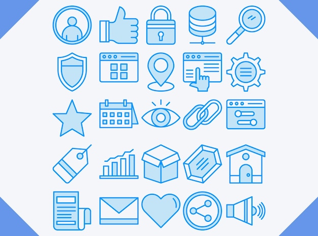 Ui conjunto de iconos de línea azul