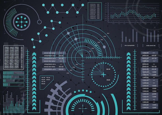 UI HUD Elementos infográficos Interfaz de punto de mira Interfaz de usuario futurista Negocios