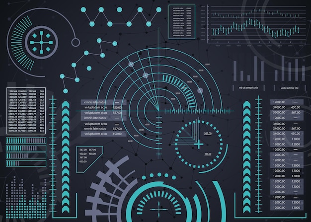 Ui hud elementos infográficos interfaz de punto de mira interfaz de usuario futurista negocios