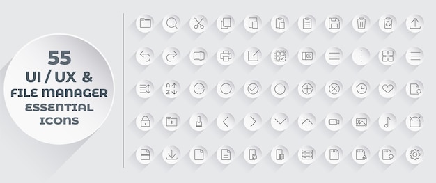 UI lineal minimalista y simple UX Iconos esenciales para la aplicación del administrador de archivos Iconos de interfaz descritos