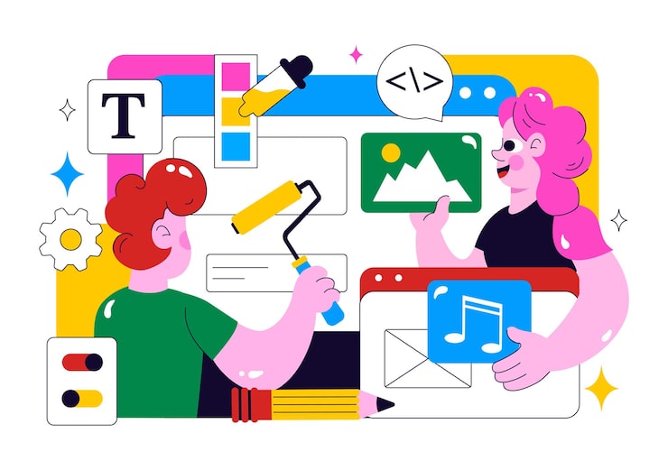 Vector ui ux design vector illustration featuring application and software website development with app coding in a flat style cartoon background