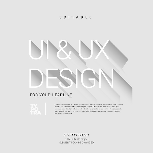 Ui ux diseño título título minimalista efecto de texto editable premium vector premium