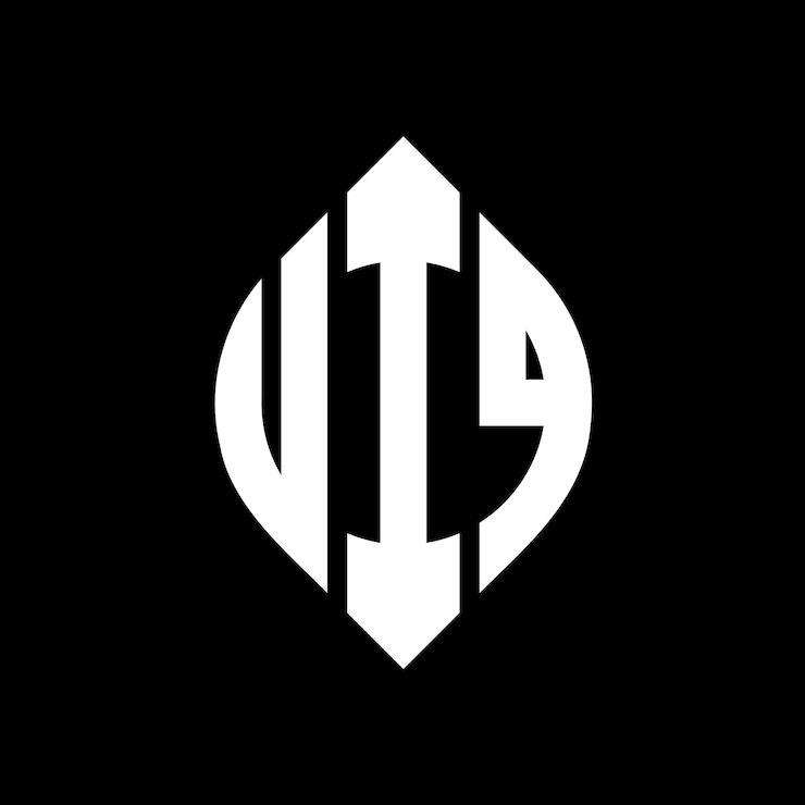 Vector uiq diseño de logotipo de letras circulares con forma de círculo y elipse uiq letras elípticas con estilo tipográfico las tres iniciales forman un logotipo de círculo uiq círculo emblema monograma abstracto letra marca vector